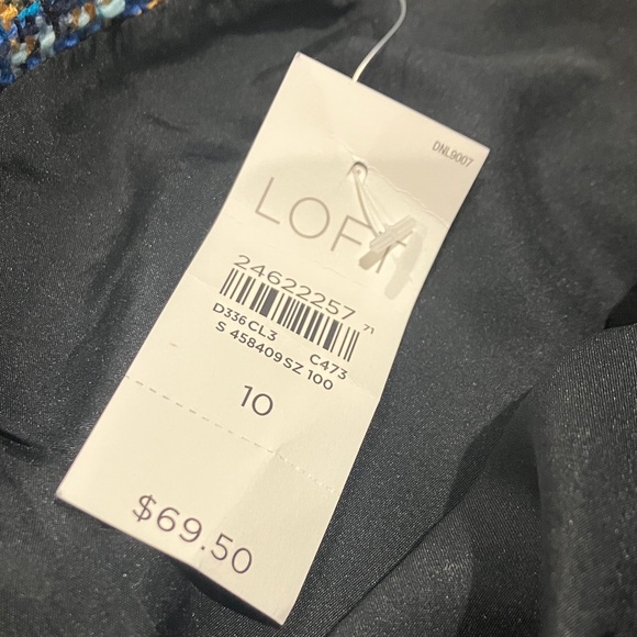 LOFT Blue & Gold Tweed Women's Skirt - Picture 5 of 7